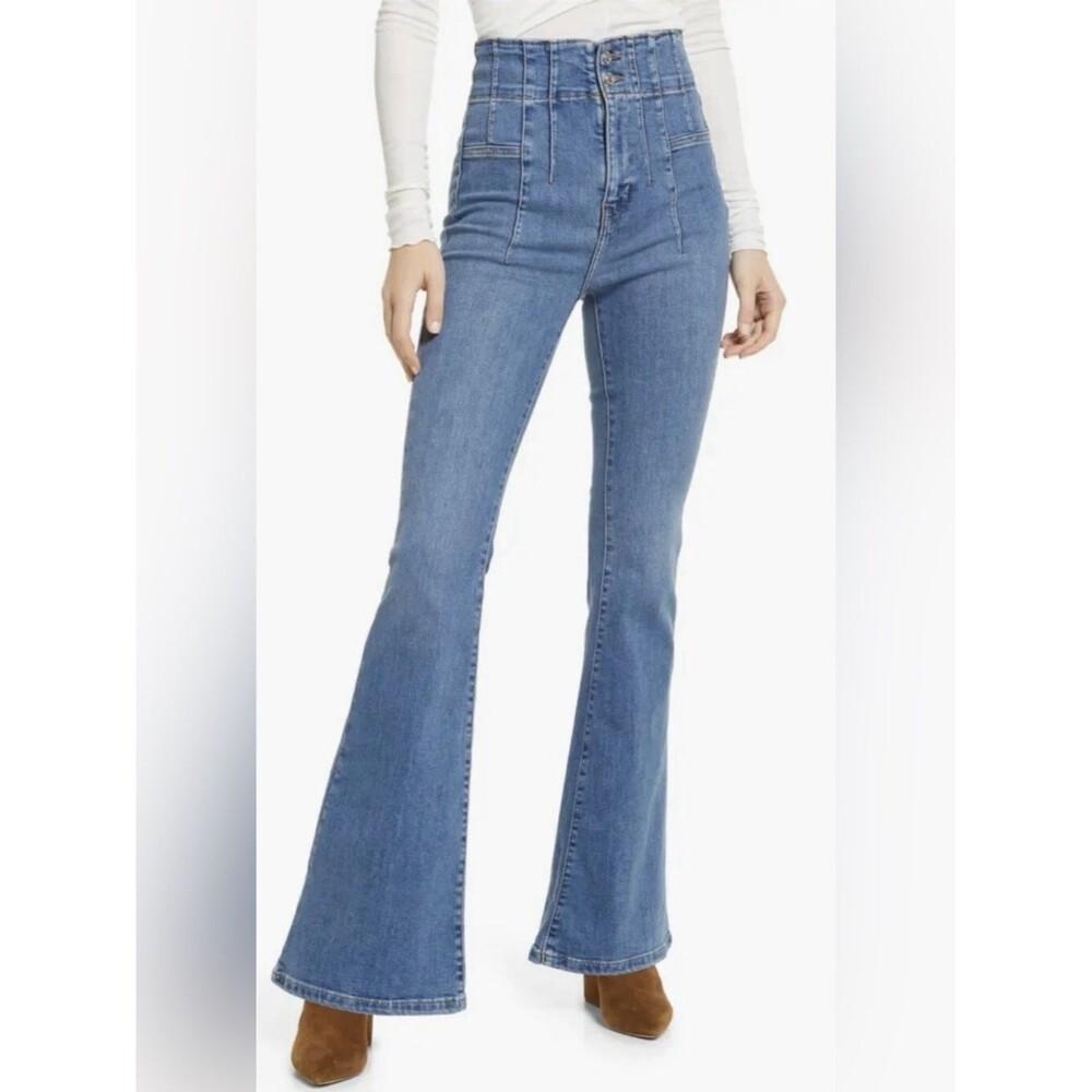 Free People We The Free Jayde Flare Jeans Night Sky size 30 Y2K dramatic flare